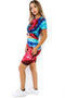 2 Piece Tie Dye Shirt & Shorts Set - Red/Blue
